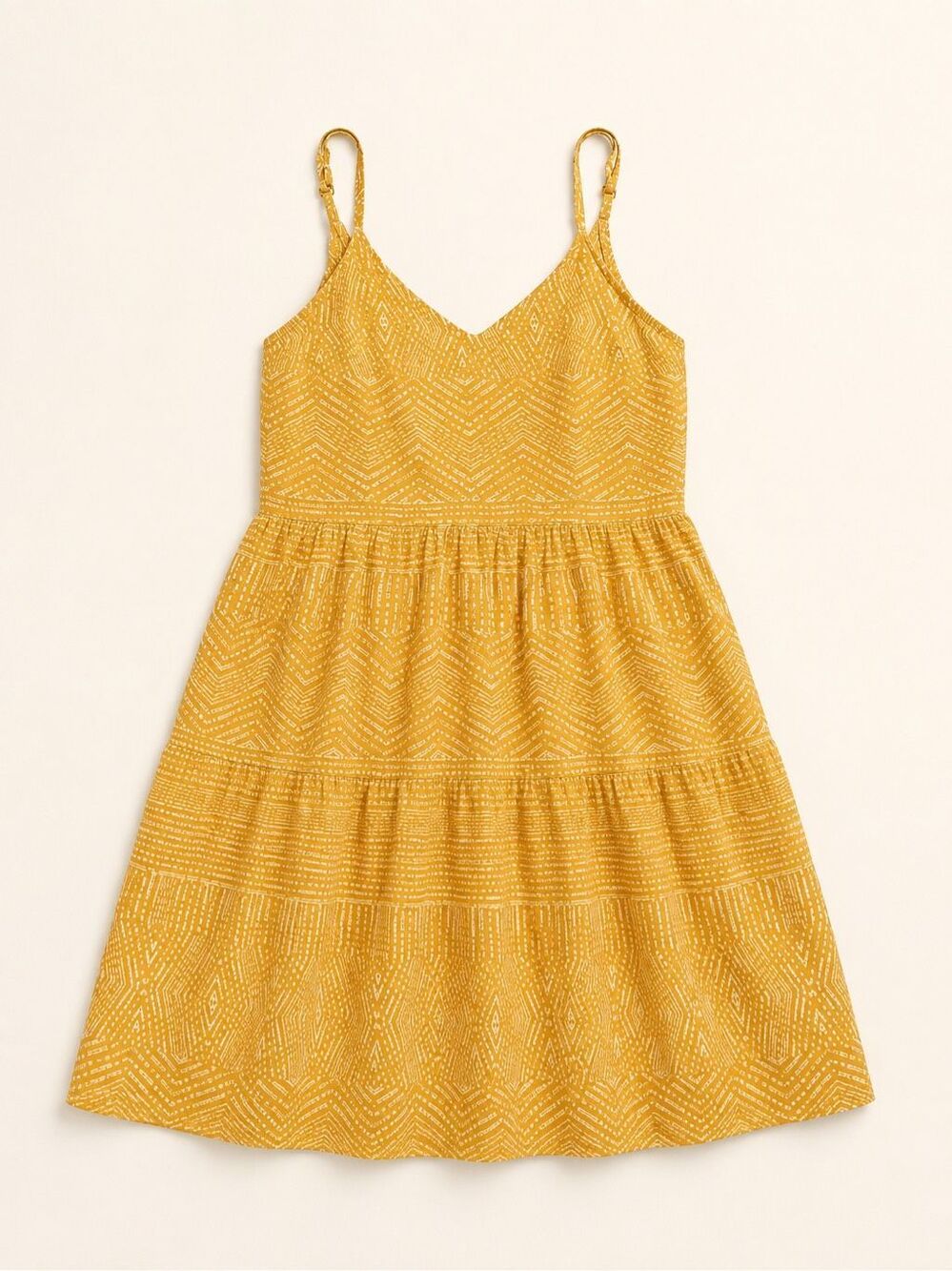 RVCA Women’s Mustard Yellow Geometric Print Cami Dress Size Medium